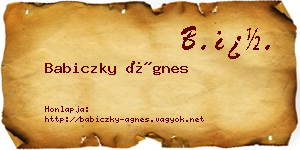 Babiczky Ágnes névjegykártya